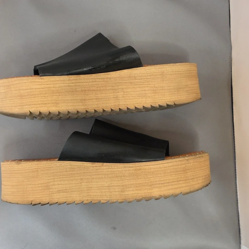 Musse & Cloud Women's Black Platform Sandals Sz 38